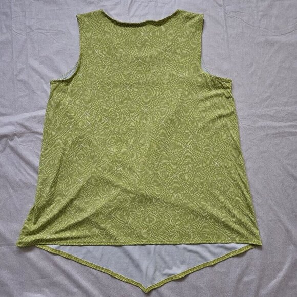 Alfani Top Women's Plus Size 0X US12 Neon Green Mayan Circle Asymmetrical Boho - Picture 12 of 13